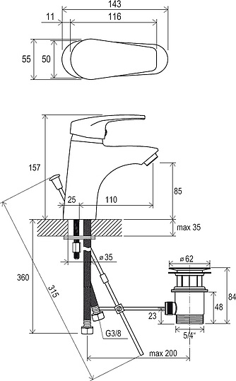 Смеситель Ravak Neo NO 011.00 для раковины X070016