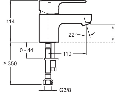 Смеситель для раковины, без донного клапана Jacob Delafon July E16027-4ND-CP