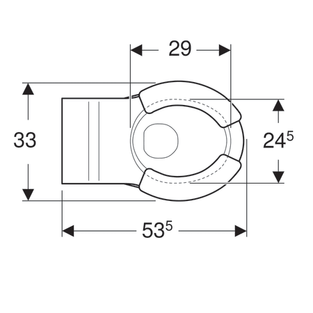 Унитаз подвесной для детей Geberit Bambini, горизонтальный выпуск, 535 мм, накладка серая 201715000