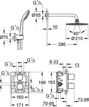 Душевой комплект Grohe Grohtherm 3000 Cosmopolitan 34408000 Душевой комплект Grohe Grohtherm 3000 Cosmopolitan 34408000