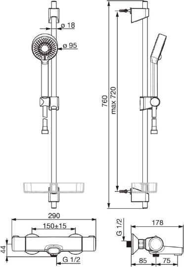 Душевой комплект Oras Nova 7414U для ванны с душем
