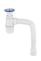 Сифон Вирпласт "Элит" с литым выпуском, нержавеющей чашкой Ø70 мм и гофротрубой L800 мм. (1½"- Ø40/50) 30980617