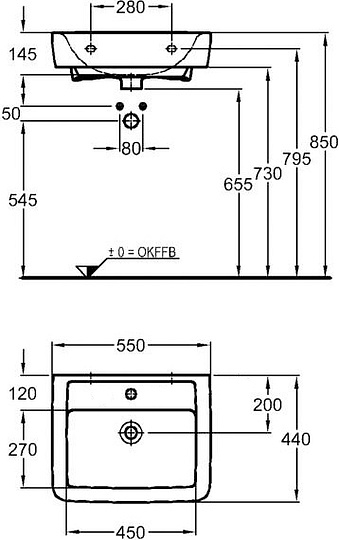 Раковина Keramag Renova Nr.1 Plan 222255 55 см Раковина Keramag Renova Nr.1 Plan 222255 55 см