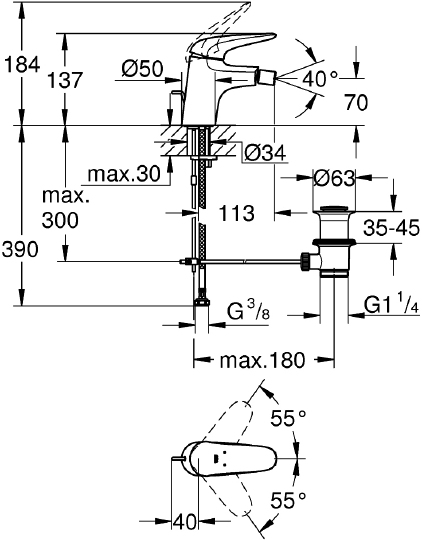 Смеситель Grohe Wave 32288001 для биде