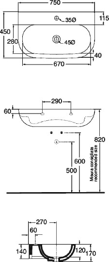 Раковина Azzurra Nuvola NUV200B1\75