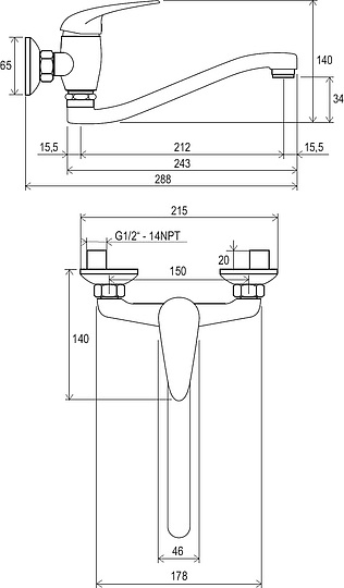 Смеситель Ravak Suzan SN 041.00/150 для раковины X070008
