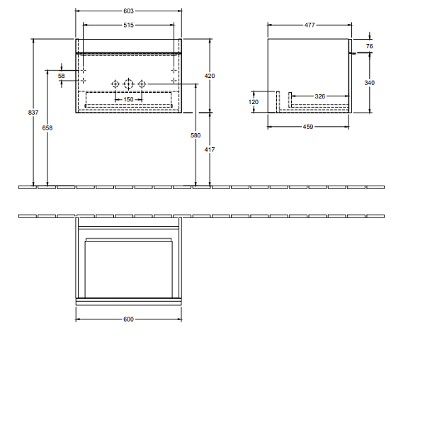 Тумба под раковину Villeroy&Boch Venticello  цвет-белый глянцевый A93301DH hog2