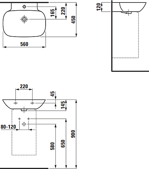 Раковина Laufen Ino 8.1030.2.000.104.1 56 см