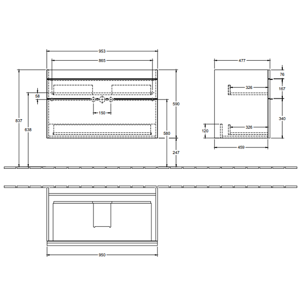 Тумба под раковину Villeroy&Boch Venticello  цвет-дуб графитовый A92604FQ hog2