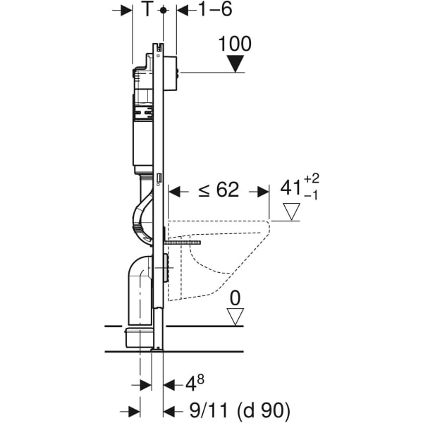 Инсталляция Geberit Duofix для подвесного унитаза, 112 см, со смывным бачком скрытого монтажа Delta 12 см, смывная клавиша Delta21 458.124.21.1