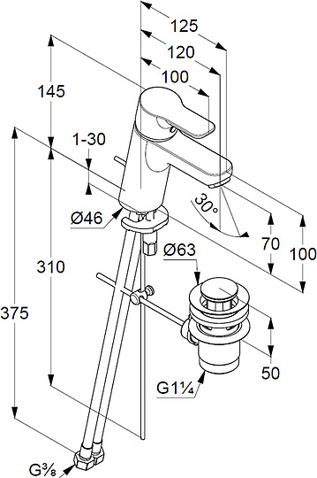 Смеситель Kludi Pure&Easy 372890565 для раковины