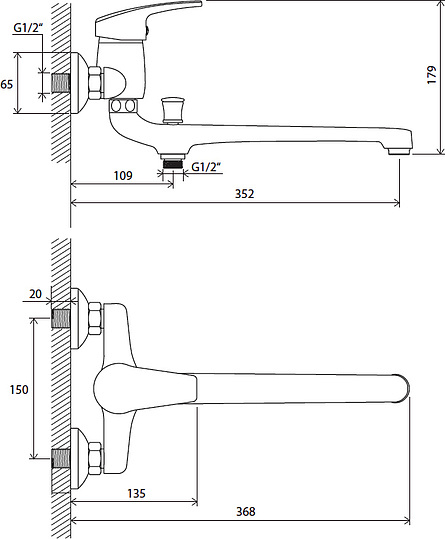 Смеситель Ravak Rosa RS 051.00/150 универсальный X07P002