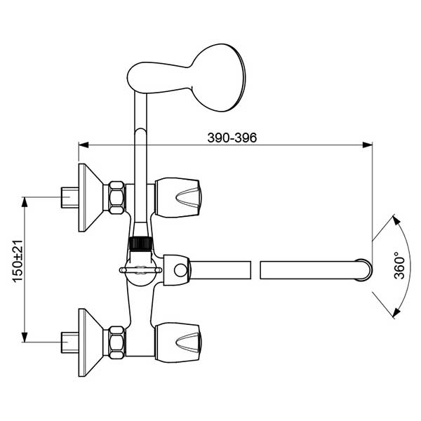 Настенный смеситель для ванны/душа Vidima ISKAR с поворотным изливом 320 мм BA167AA