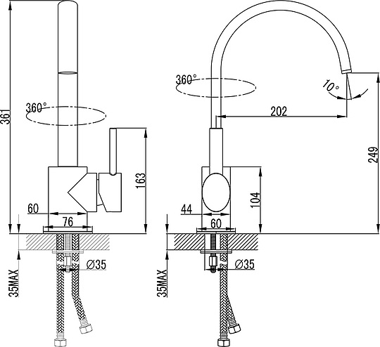 Смеситель Ravak Freedom FM 016.00 для кухонной мойки X070090
