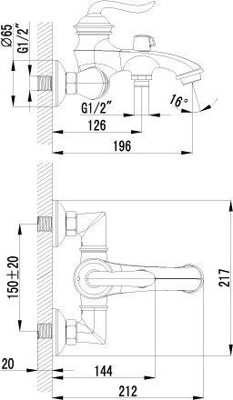 Смеситель Lemark Brava LM4712G для ванны с душем