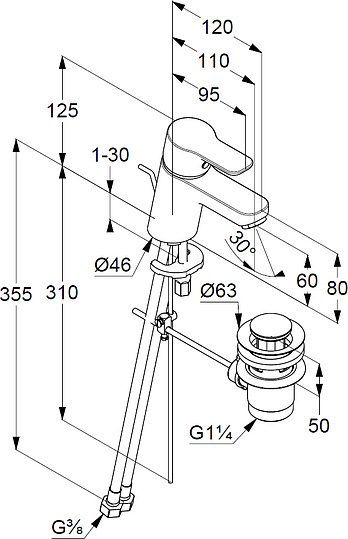 Смеситель Kludi Pure&Easy 373850565 для раковины