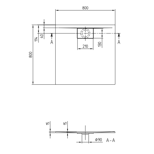 Душевой поддон Villeroy&Boch Architectura Metalrim  цвет-белый UDA8080ARA115GV-01 pod1