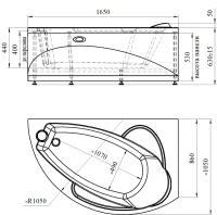 Ванна Радомир Варна правосторонняя 165x105 2-01-0-2-0-234