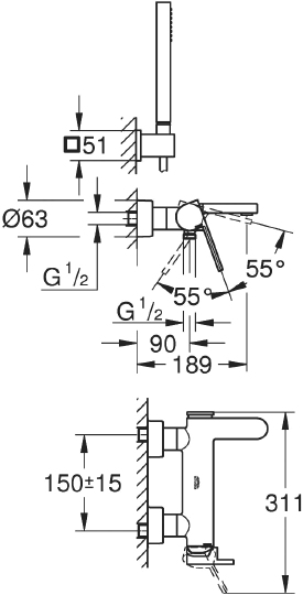 Смеситель Grohe Plus 33547003 для ванны с душем