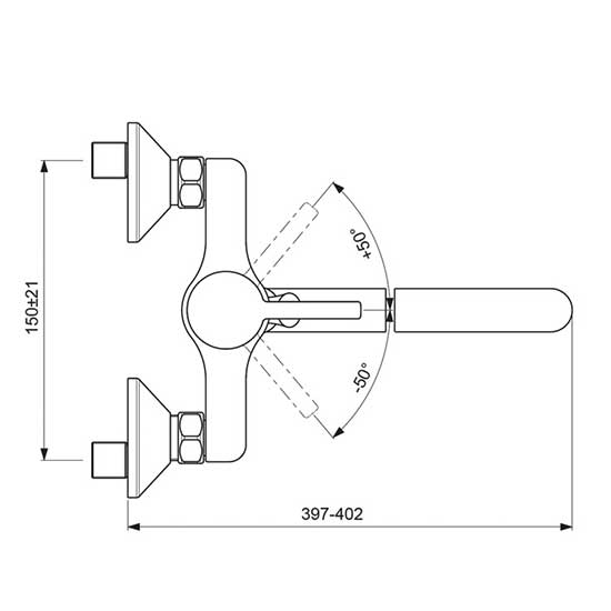 Настенный смеситель для ванны/душа Vidima LOGIK, поворотный излив 320 мм BA281AA