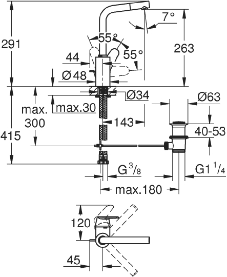 Смеситель Grohe Eurodisc Cosmopolitan 23054003 для раковины