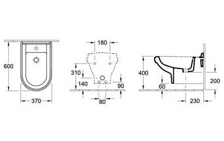 Биде Villeroy&Boch Hommage цвет-альпийский белый (белый Alpin) 7441B0R1