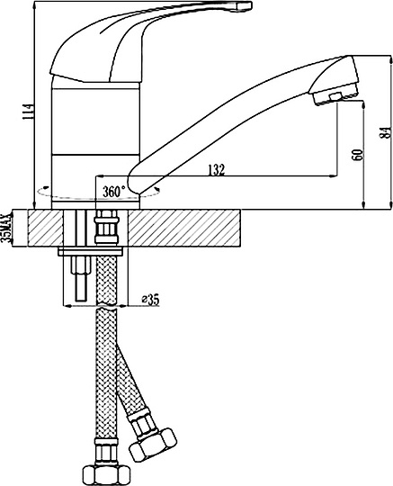 Смеситель Rossinka C C40-22U для кухонной мойки