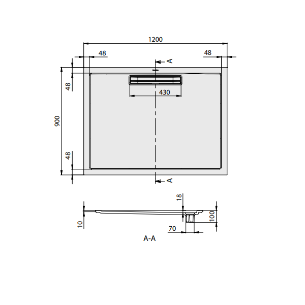Душевой поддон Villeroy&Boch Squaro  цвет-Grey UDQ1290SQR2V-3S pod1