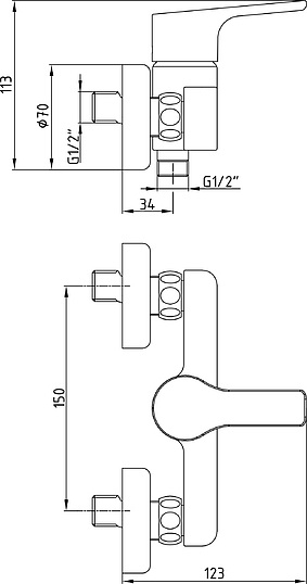 Смеситель E.C.A. Luna 102154011EX для душа