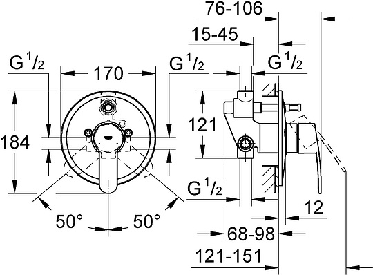 Смеситель Grohe Eurostyle Cosmopolitan 33637002 С ВНУТРЕННЕЙ ЧАСТЬЮ
