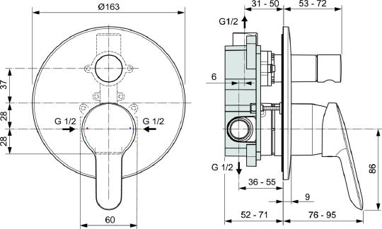 Смеситель Ideal Standard Dot 2.0 A7165AA для ванны с душем