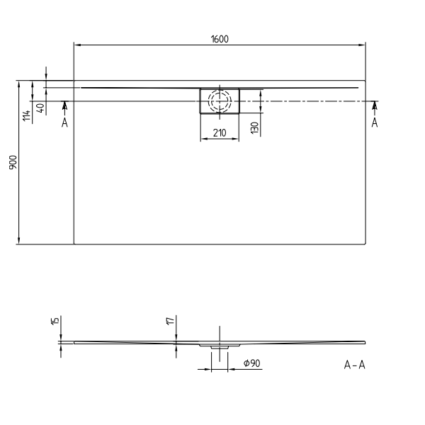 Душевой поддон Villeroy&Boch Architectura Metalrim  цвет-белый UDA1690ARA215GV-01 pod1