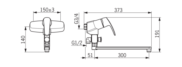 Смеситель для ванны и душа Oras Safira 1073