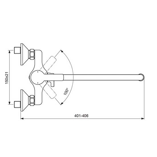 Настенный смеситель для ванны/душа Vidima UNO, поворотный излив 320 мм BA240AA