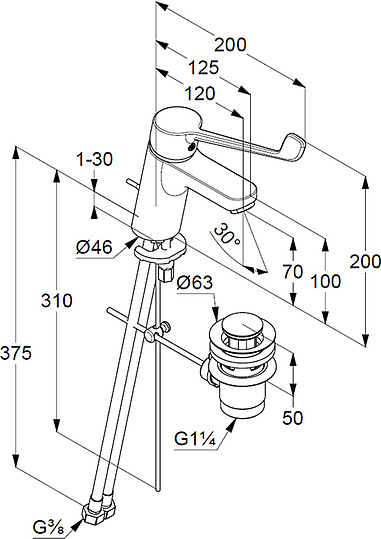 Смеситель Kludi Pure&Easy Care 372870565 для медицинских учреждений