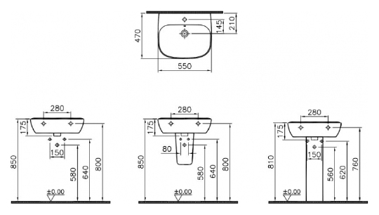 Раковина VitrA Zentrum 5632B003-0001 55 см