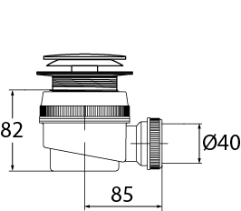 Сифон Вирпласт «Элит» для душевого поддона с отверстием слива 50 мм, выпуск Клик- Клак 30987059