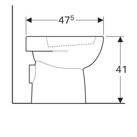 Чаша унитаза напольного Geberit Renova, глубина укороченная 47,5 см, горизонтальный выпуск 213010000