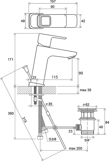 Смеситель Ravak 10° TD 013.00 для раковины X070061
