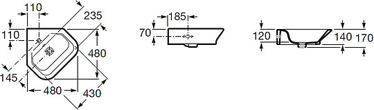 Рукомойник Roca Gap 32747R000 угловой 48 см