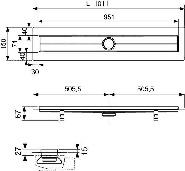 Дренажный канал TECEdrainline, прямой, 100 см 601000 Дренажный канал TECEdrainline, прямой, 100 см 601000