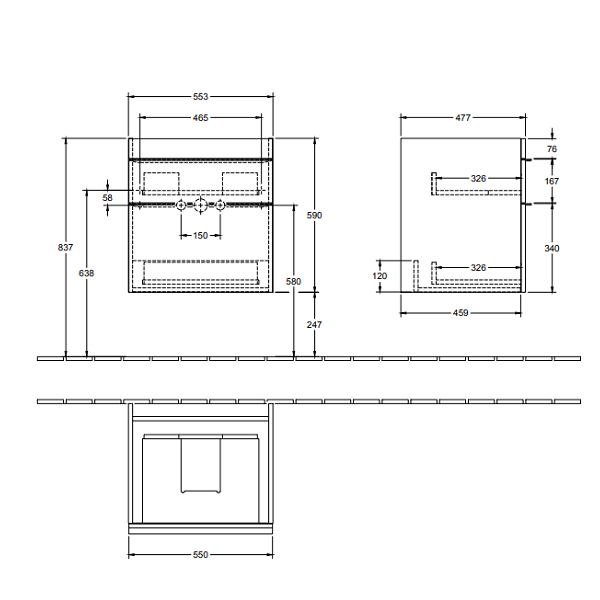 Тумба под раковину Villeroy&Boch Venticello  цвет-белый глянцевый A92301DH hog2