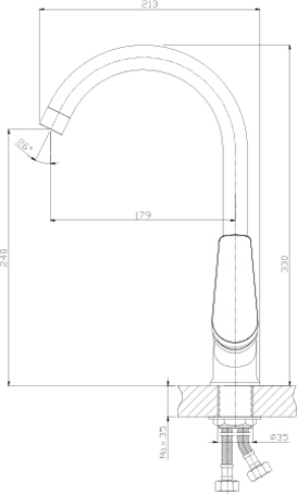 Смеситель Rossinka S35-23-Black для кухонной мойки, черный
