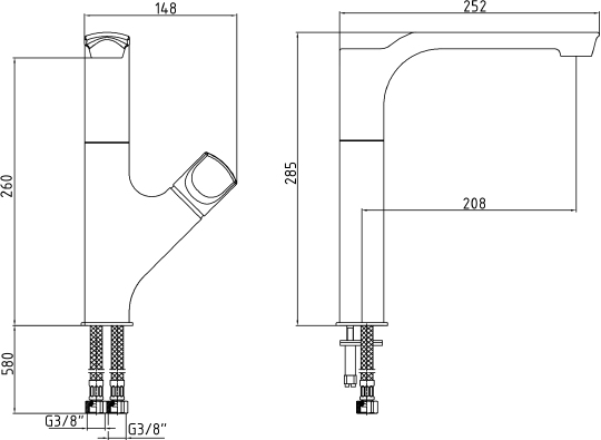 Смеситель E.C.A. Myra 104518063EX для кухонной мойки