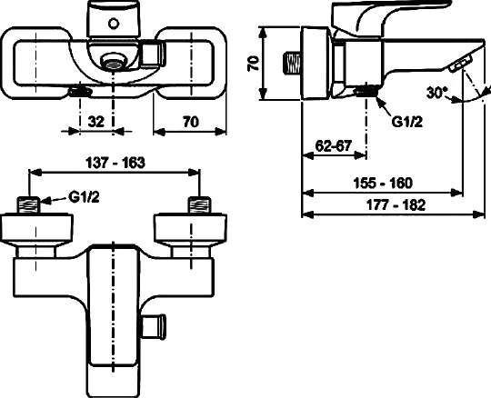 Смеситель Ideal Standard Strada A5848AA для ванны с душем