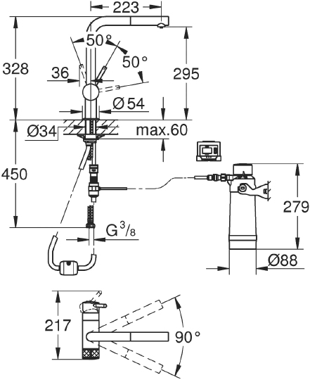 Смеситель Grohe Blue Pure Minta 30382DC0 с функцией фильтрации