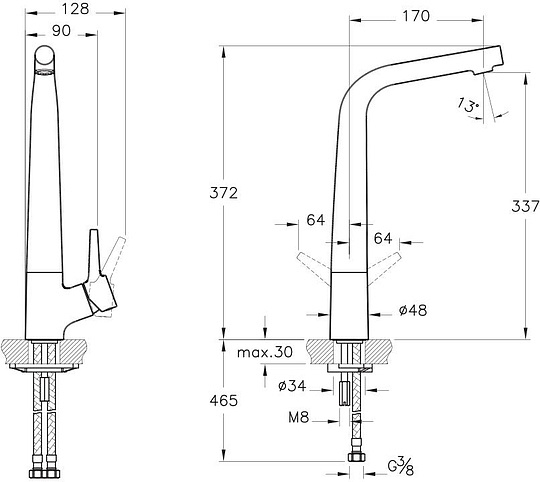 Смеситель VitrA Nest A42114EXP для кухонной мойки