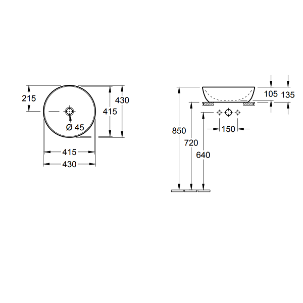 Раковина Villeroy&Boch Artis 430 мм, материал-TitanCeram, цвет-Mint 417943BCW3