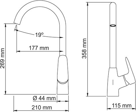 Смеситель Wasserkraft Vils 5607 для кухонной мойки