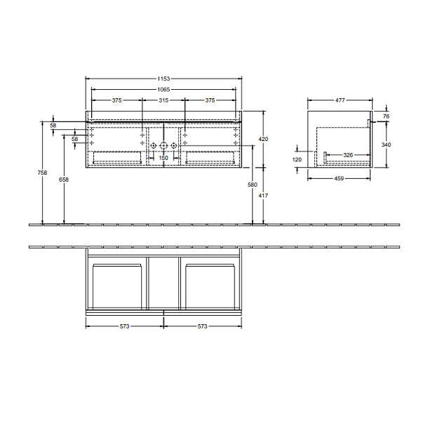 Тумба под раковину Villeroy&Boch Venticello  цвет-дуб графитовый A93801FQ hog2